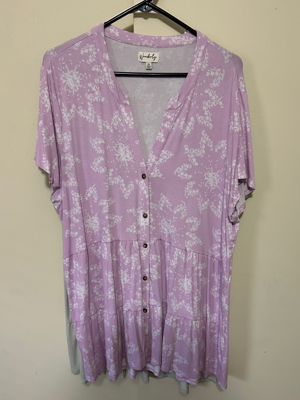 Wonderly Lavender Floral Button-Front Tunic